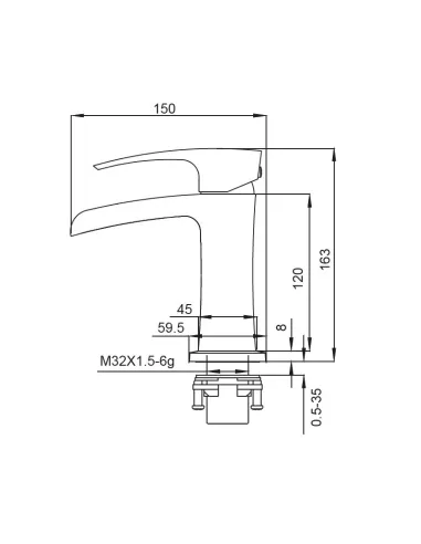 Змішувач для умивальника Koer KB-14007-05 каскадний вилив, чорний