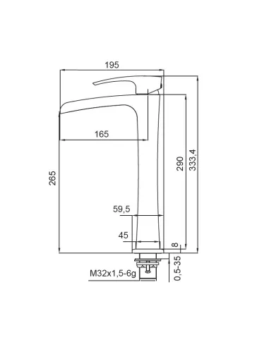 Змішувач для умивальника Koer KB-15007-01 високий, каскадний вилив