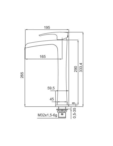 Змішувач для умивальника Koer KB-15007-01 високий, каскадний вилив