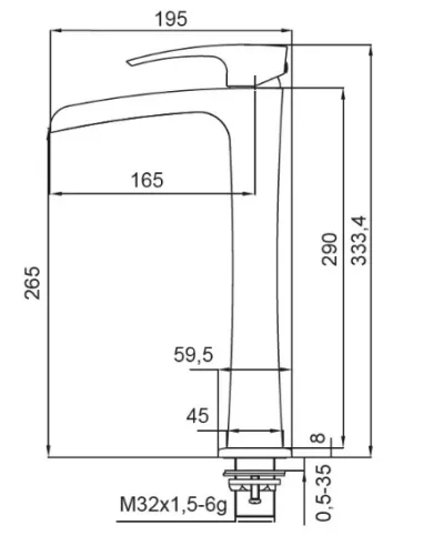 Смеситель для умывальника Koer KB-15007-04 высокий, каскадный излив, белый