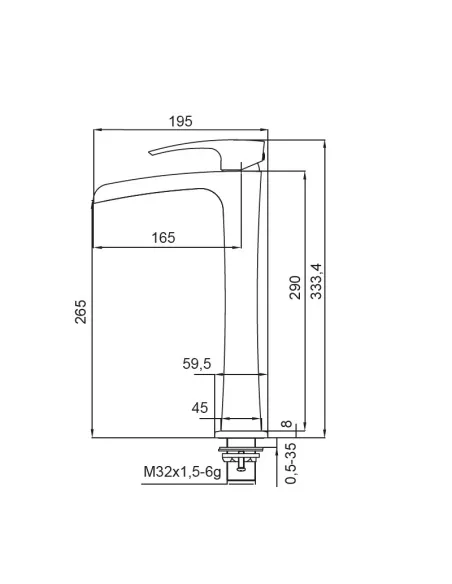 Змішувач для умивальника Koer KB-15007-05 високий, каскадний вилив, чорний