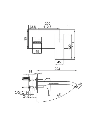 Смеситель для умывальника Koer KB-16007-01 скрытого монтажа