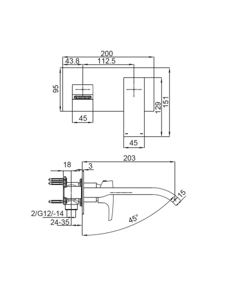 Змішувач для умивальника Koer KB-16007-05 прихованого монтажу, чорний