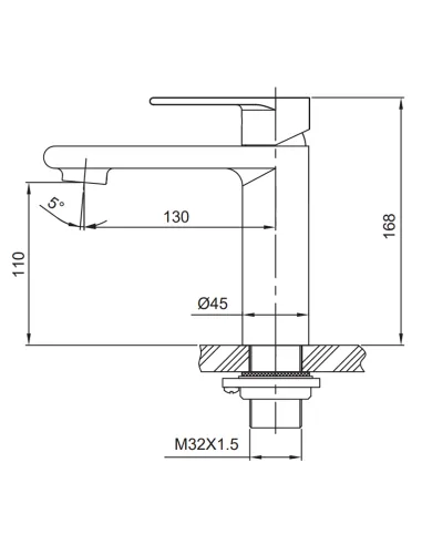 Змішувач для умивальника Koer KI-10015-02 SUS304, нержавіюча сталь