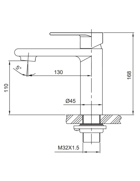 Змішувач для умивальника Koer KI-10015-02 SUS304, нержавіюча сталь