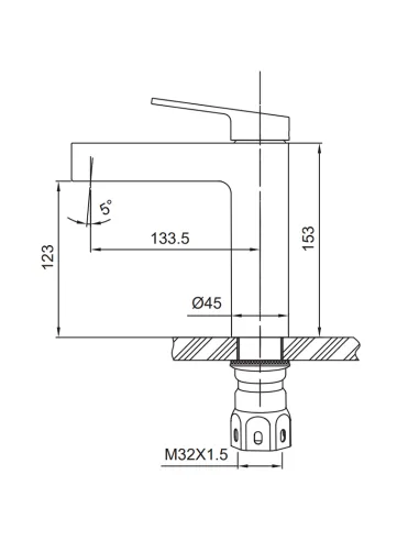 Смеситель для умывальника Koer KI-10016-02 SUS304, нержавеющая сталь