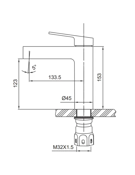 Змішувач для умивальника Koer KI-10016-02 SUS304, нержавіюча сталь Змішувач для умивальника Koer KI-10016-02 SUS304, нержавіюча сталь