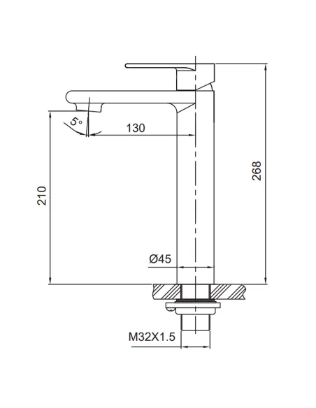 Змішувач для умивальника Koer KI-11015-02 SUS304 високий, нержавіюча сталь