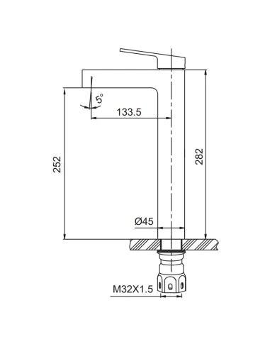 Смеситель для умывальника Koer KI-11016-02 SUS304 высокий, нержавеющая сталь