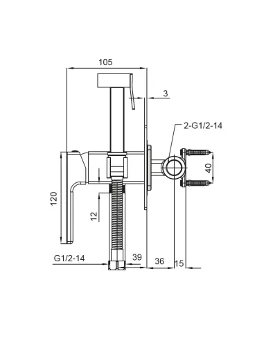 Смеситель для биде Koer KB-23009-01 с гигиеническим душем