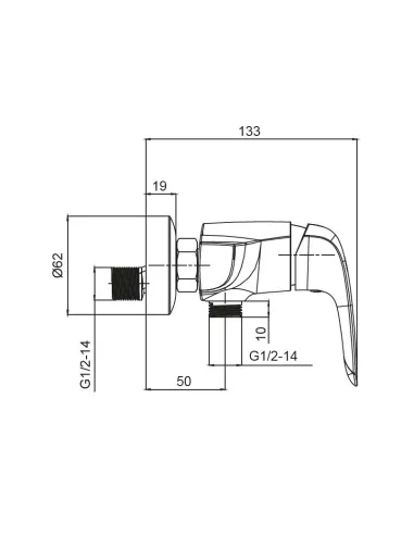 Смеситель для душа Koer KB-30008-05, без излива, черный