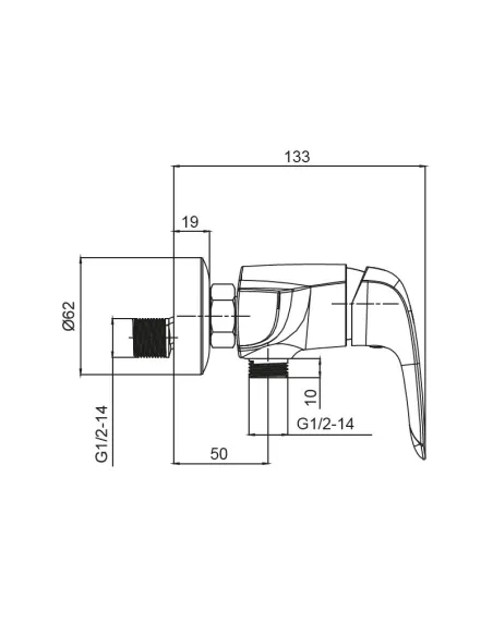 Змішувач для душу Koer KB-30008-05, без виливу, чорний