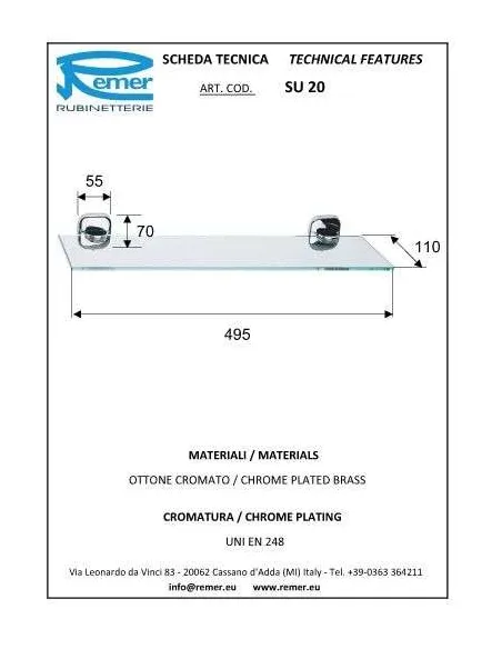 Полка Remer Suite SU20 (стекло) - 1 Полка Remer Suite SU20 (стекло) - 1