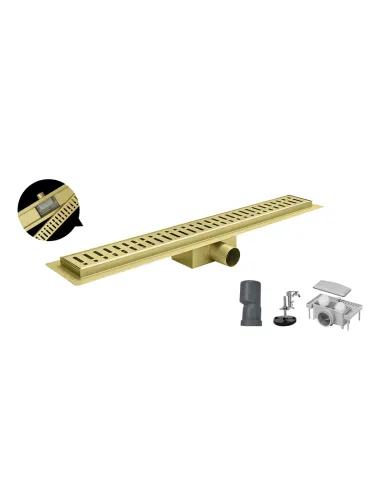 Душевой трап Koer FD35-70x700-Brushed Gold SUS304, 70x700 мм, нержавеющая сталь, золотой