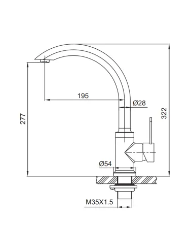 Змішувач для кухні Koer KI-70019-02 SUS304, нержавіюча сталь
