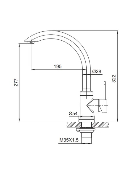 Змішувач для кухні Koer KI-70019-02 SUS304, нержавіюча сталь