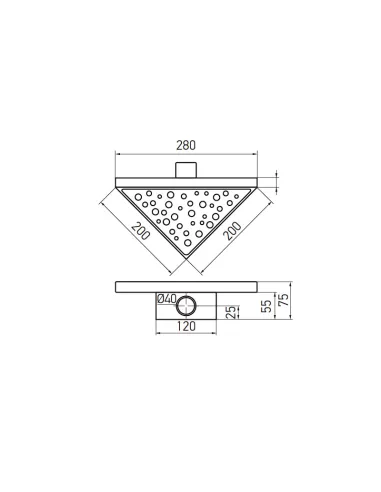Канализационный трап Koer FD20-T200 SUS304, 200x200 мм, нержавеющая сталь