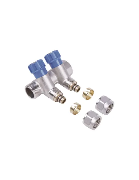 Колектор для теплої підлоги SD Plus SD230W2 під фітинг буксу, 3/4 х 1/2 дюйми, 2 виходи