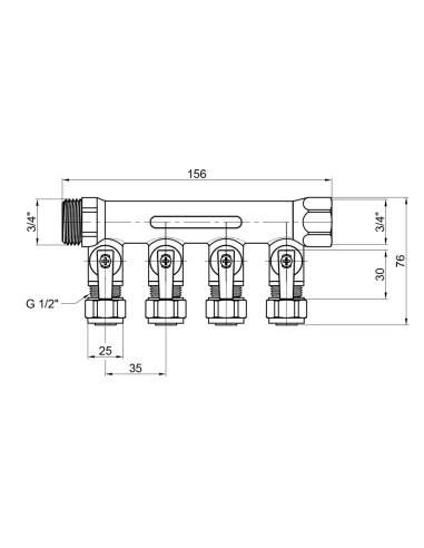 Колектор для теплої підлоги SD Plus SD231W4 під фітинг шар, 3/4 х 1/2 дюйма, 4 виходи