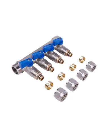 Колектор для теплої підлоги SD Plus SD231W4 під фітинг шар, 3/4 х 1/2 дюйма, 4 виходи