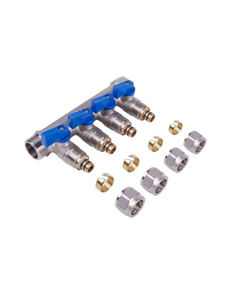 Колектор для теплої підлоги SD Plus SD231W4 під фітинг шар, 3/4 х 1/2 дюйма, 4 виходи