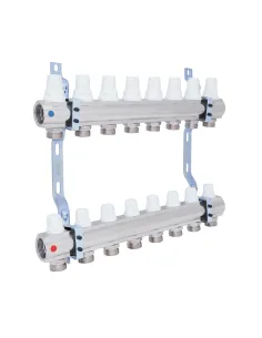 Колектор для теплого пола Icma № К 005 1 дюйм, 8 выходов, без расходомера