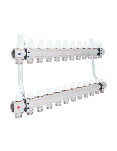 Колектор для теплого пола Icma № К 005 1 дюйм, 12 выходов, без расходомера