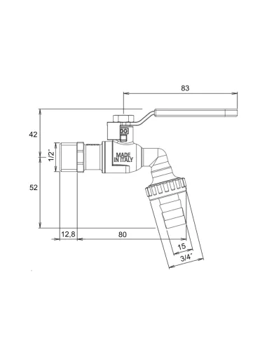 Кран шаровой для полива Icma 599 Н 1/2 дюйма, с антизамерзанием