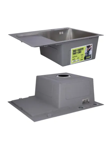 Комплект Lidz Handmade H6350L Мойка для кухни Brushed в комплекте с дозатором, Корзина для кухонной мойки K01G