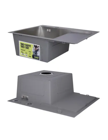 Комплект Lidz Handmade H6350R Мийка для кухні Brushed в комплекті з дозатором, Кошик для кухонного миття K01G