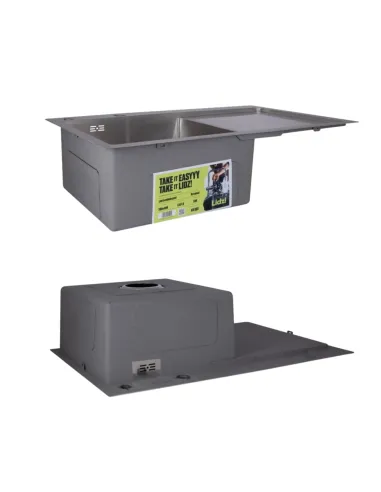 Комплект Lidz Handmade H7849R Мийка для кухні Brushed в комплекті з дозатором, Кошик для кухонного миття K01G