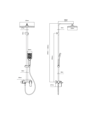 Душова система Q-Tap Gemini 51103KNC Chrome з виливом