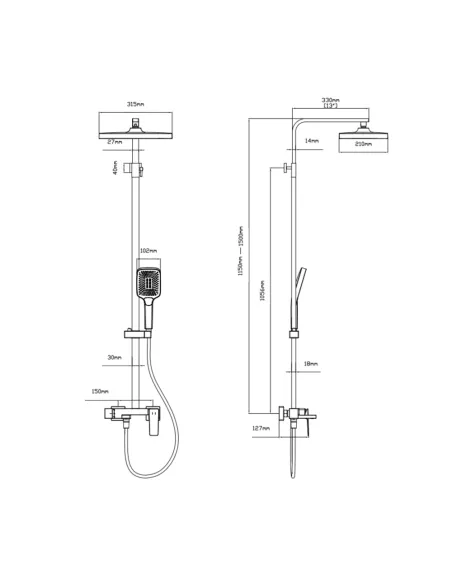 Душова система Q-Tap Gemini 51103KNC Chrome з виливом Душова система Q-Tap Gemini 51103KNC Chrome з виливом