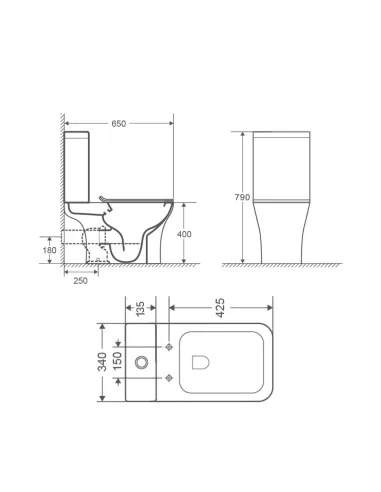 Унітаз компакт Q-Тap Presto Quadro QT24221215AW, безободковий, сидіння Soft-close
