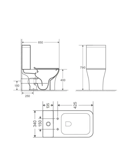 Унитаз компакт Q-Тap Presto Quadro QT24221215AW, безободковый, сиденье Soft-close