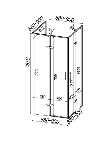 Душевая кабина без поддона Bravo WDA N90TC, квадратная