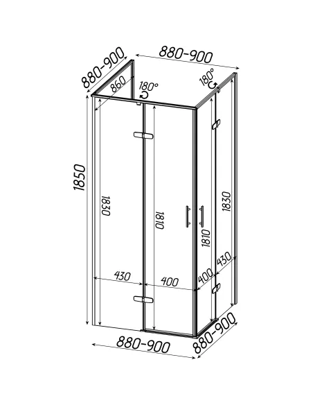 Душевая кабина без поддона Bravo WDA N90TC, квадратная