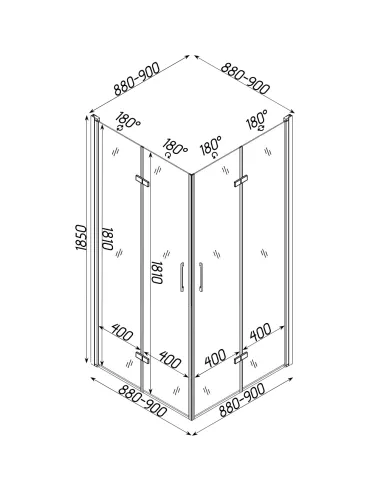 Душевая кабина без поддона Bravo PANEW N90TC, квадратная