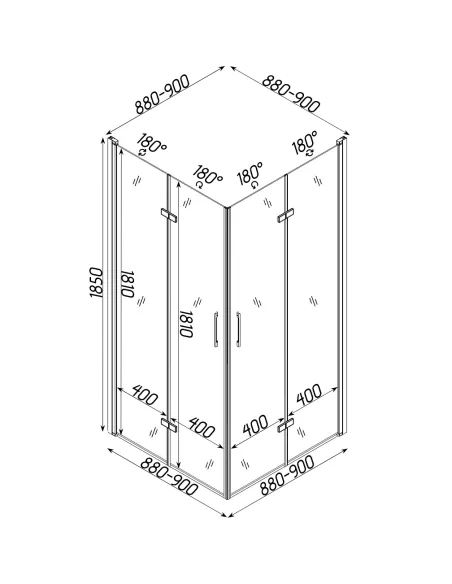 Душевая кабина без поддона Bravo PANEW N90TC, квадратная