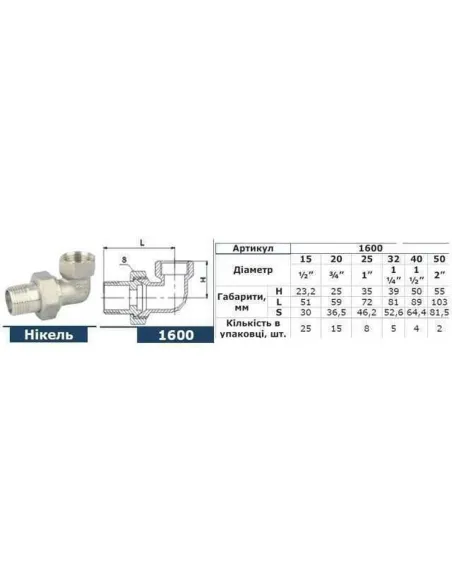 Зганяння-американка Solomon 1600 1 1/4 дюйма, кутовий