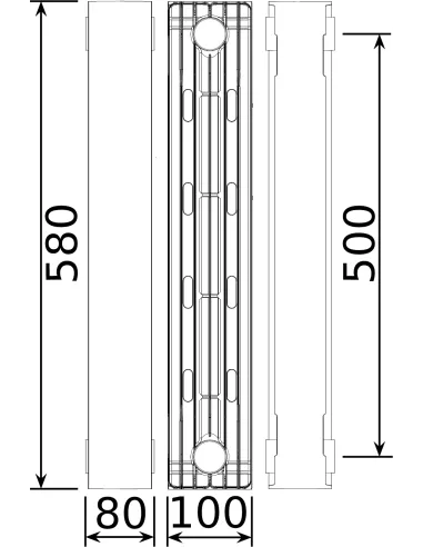 Радиатор биметаллический Queen Therm Vertical 500/100, 10 секций 