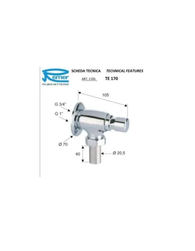 Кран дозатор для унітазу Remer Tempor TE17010 (настінний) - 1