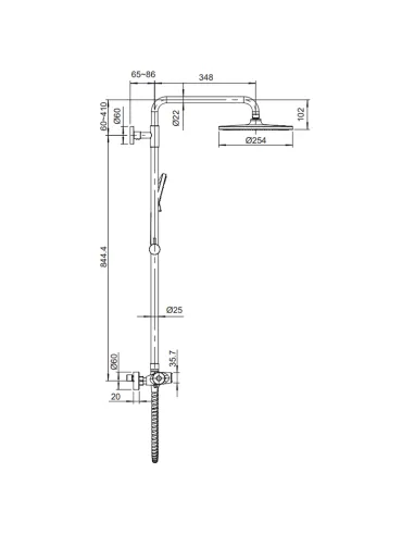 Душевая система Koer KB-55014-05, с термостатом, черный