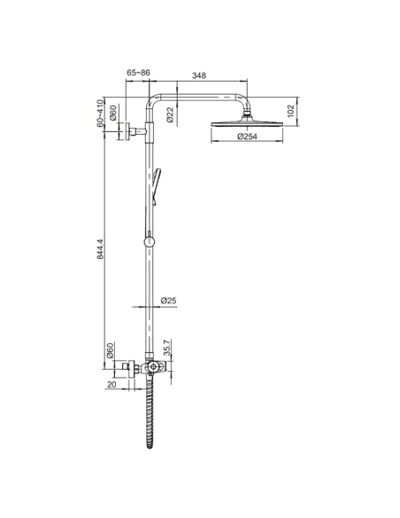 Душова система Koer KB-55014-05, з термостатом, чорний