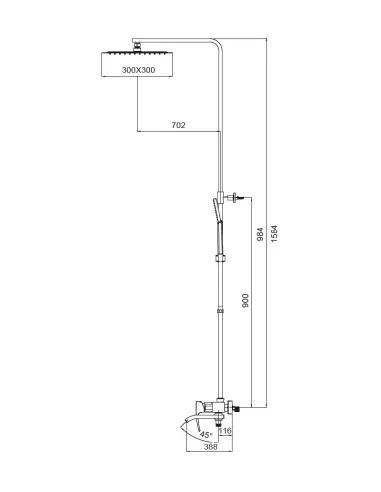 Душова система Koer KB-56007-01 з виливом