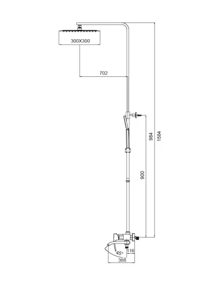 Душова система Koer KB-56007-01 з виливом Душова система Koer KB-56007-01 з виливом