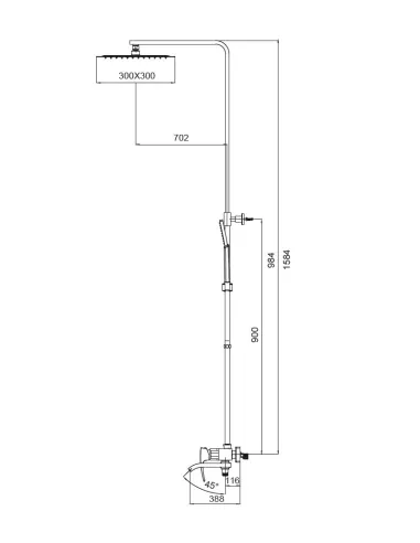 Душова система Koer KB-56007-05 з виливом, чорний