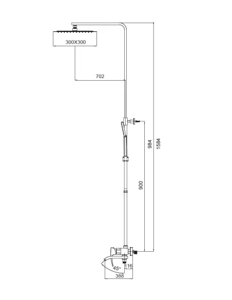 Душевая система Koer KB-56007-05 с изливом, черный Душевая система Koer KB-56007-05 с изливом, черный