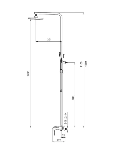Душевая система Koer KB-58007-01 с каскадным изливом