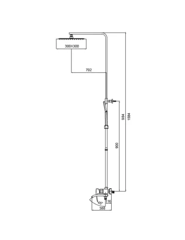 Душевая система Koer KB-56007-07 с изливом, графит